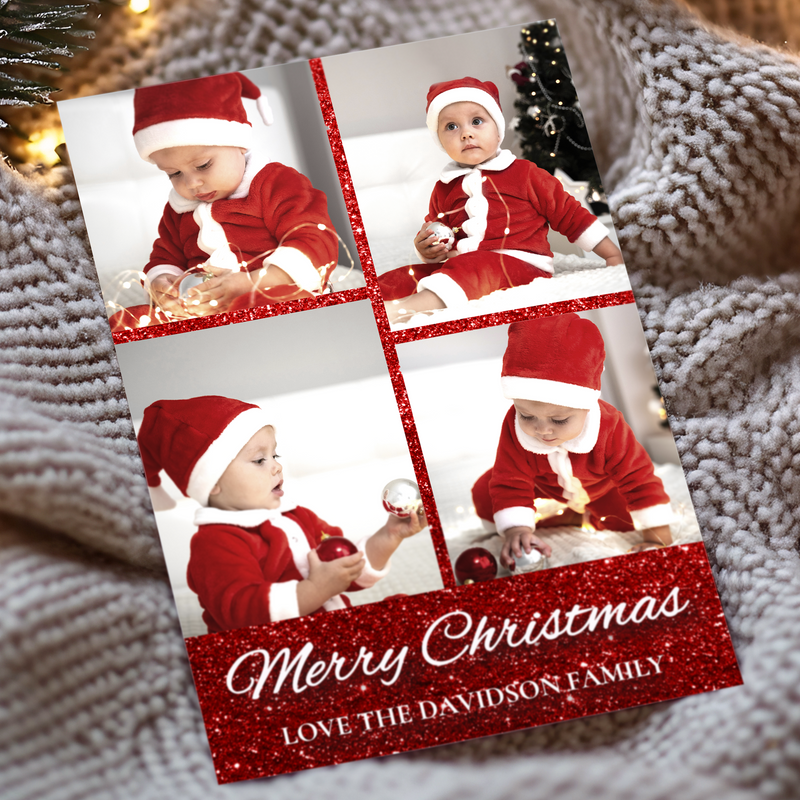 FLAT Xmas Cards From Children, Pet Photo Christmas Cards