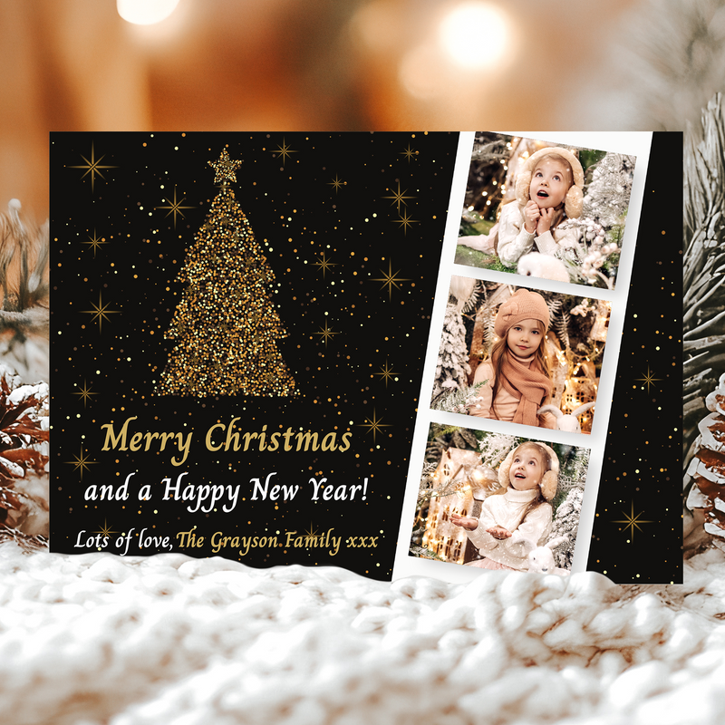 FLAT Personalised Photo Christmas Cards, Photo Greetings Card