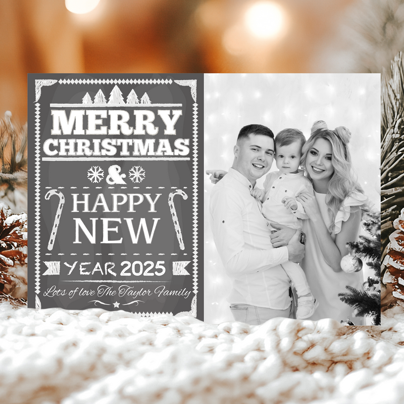 FLAT Photo Greetings Card, Family Photo Xmas Card