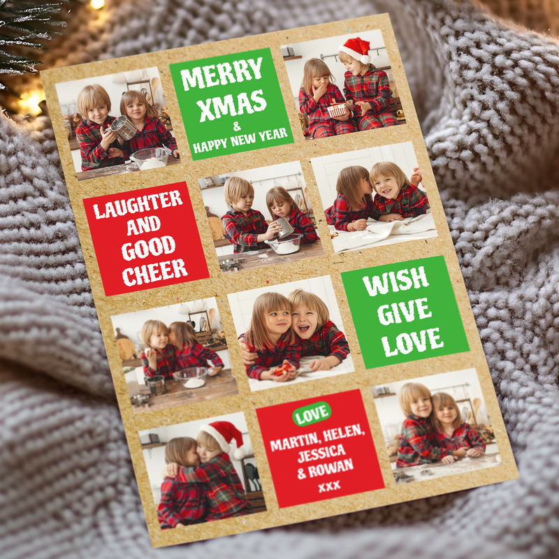 FLAT Personalised Photo Christmas Card, Children, Kids Personalised Christmas Card