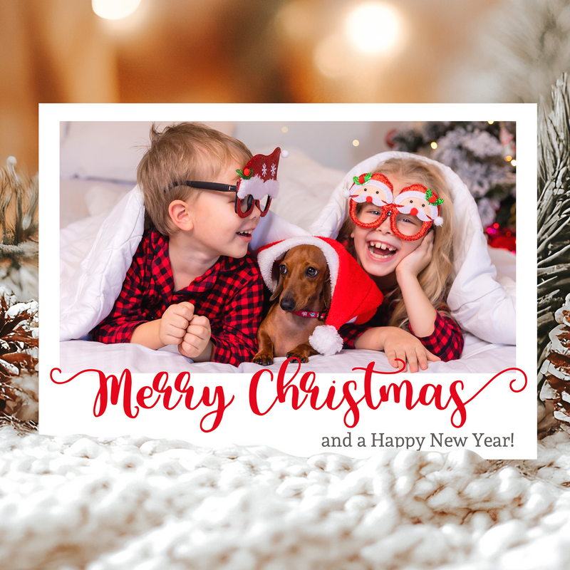 FLAT Photo Personalised Card Pack, Christmas Cards From Children