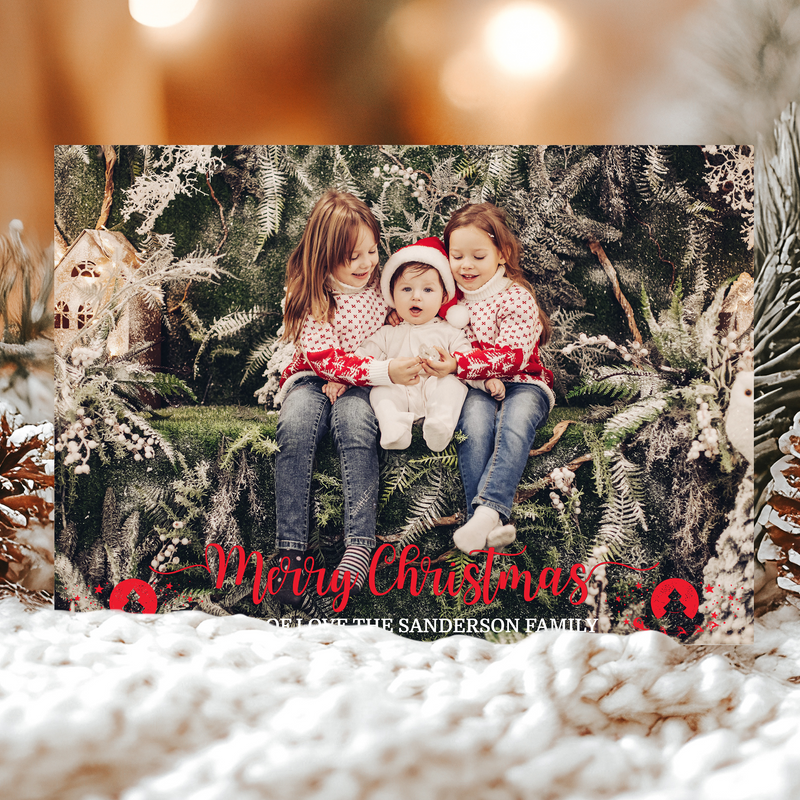 FLAT Custom Festive Christmas Card, Christmas Card Pack, Children, Kids Personalised Christmas Card