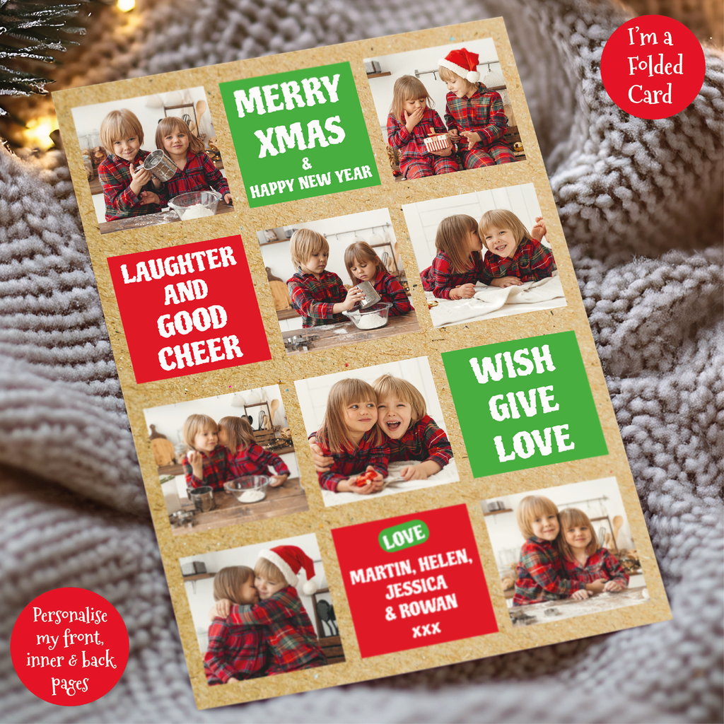 a christmas card with photos of children on it