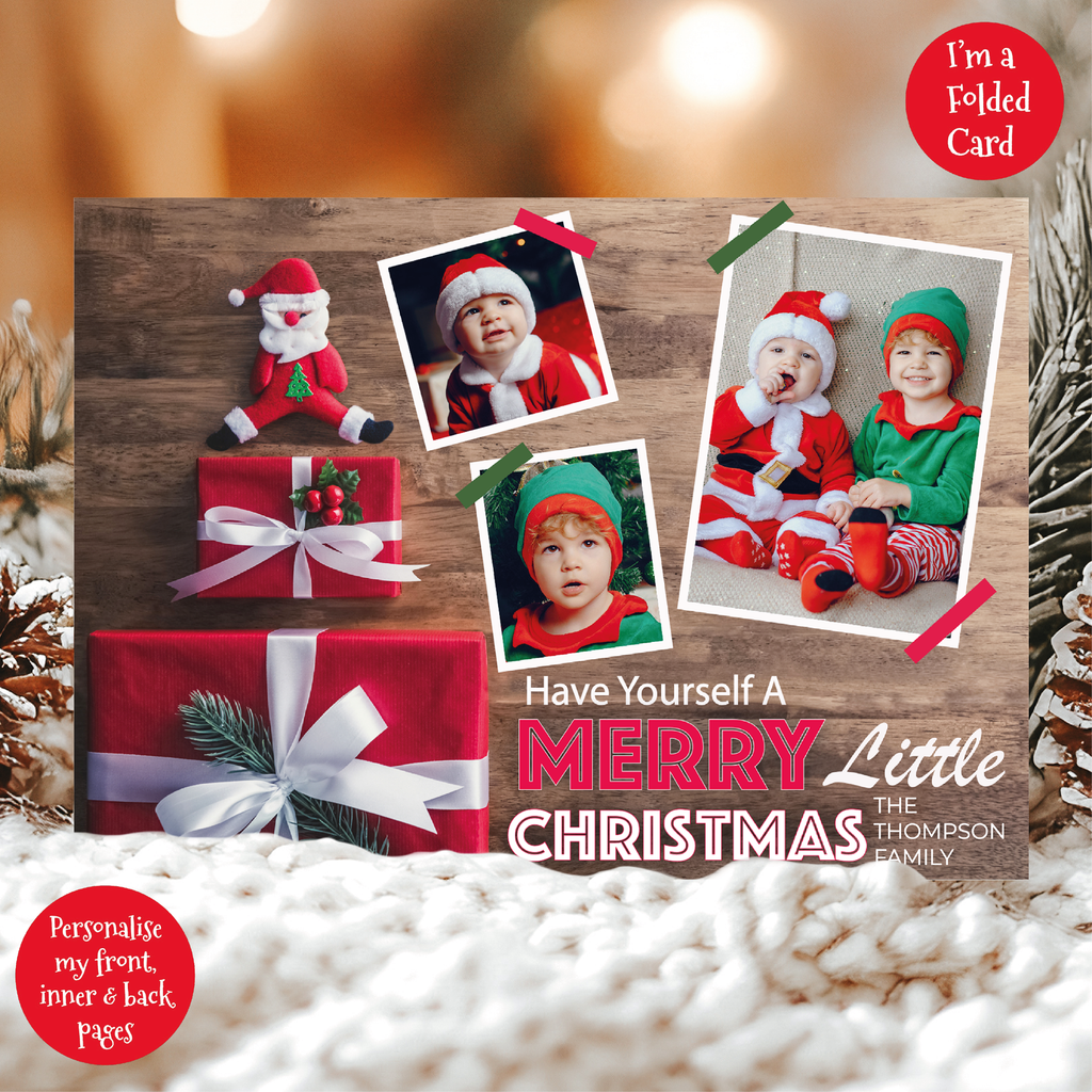 a christmas card with a photo of two children