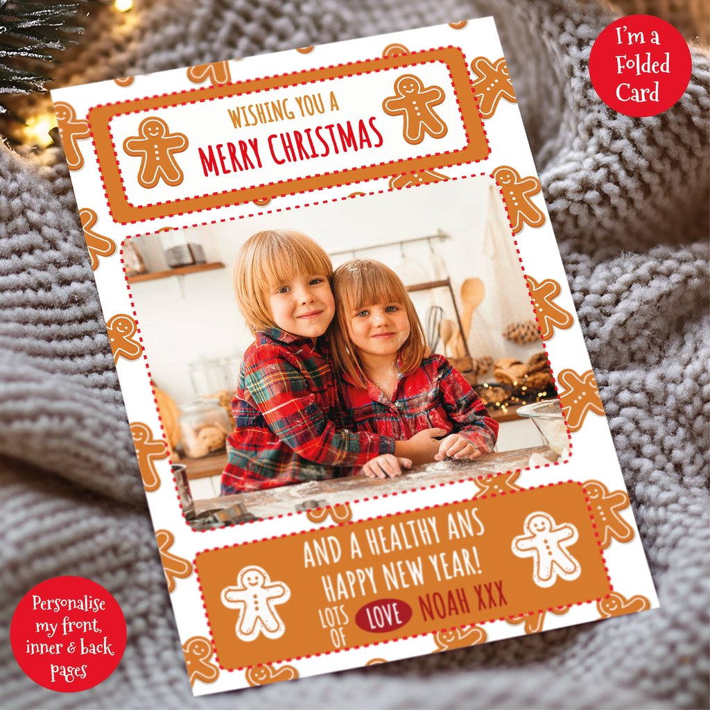 a christmas card with a photo of two children