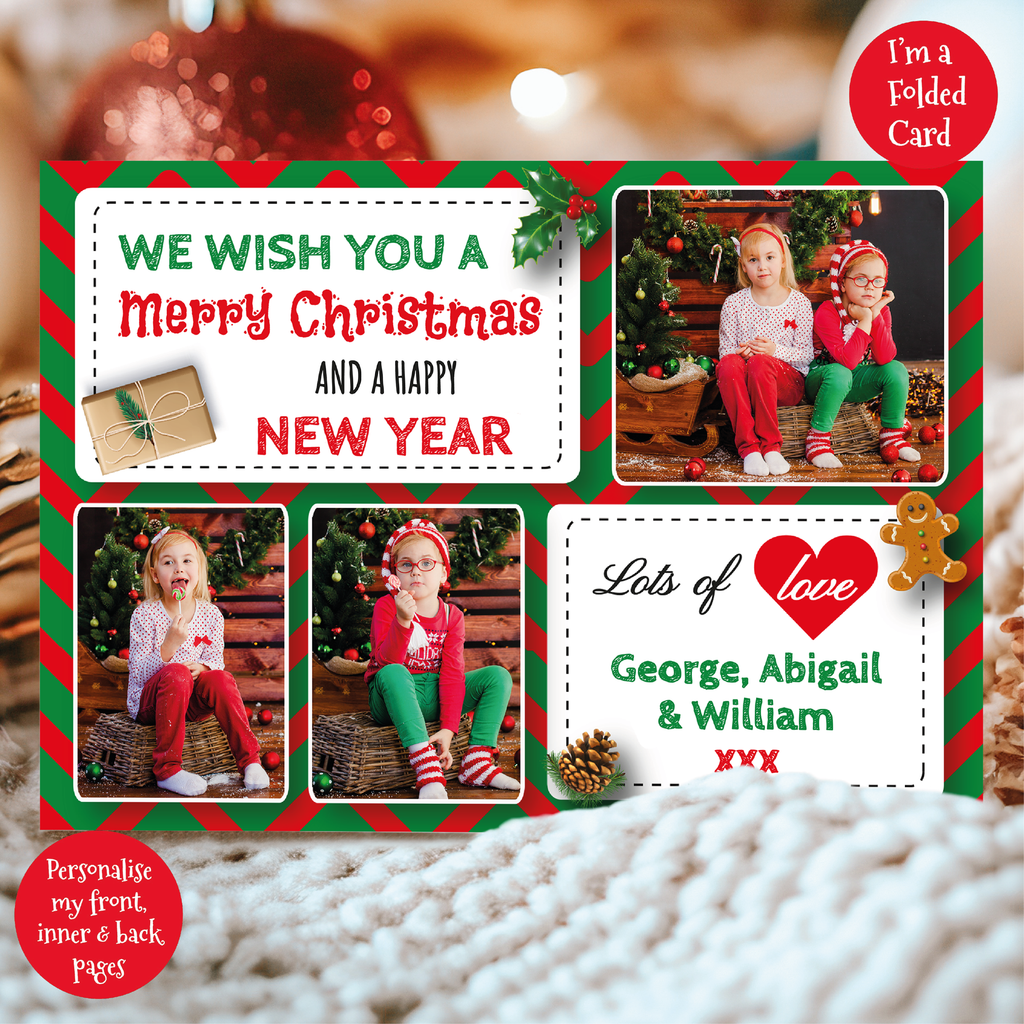 a christmas card with a picture of two children