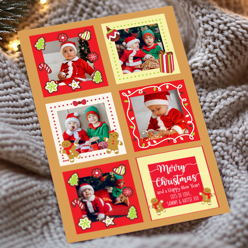 FLAT Unique Photo Christmas Cards, Family Xmas Cards