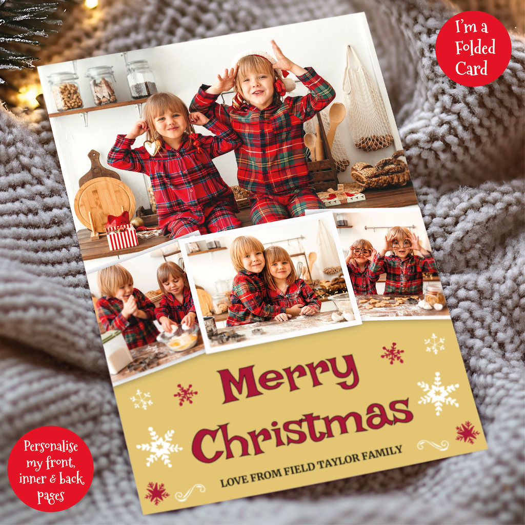 a christmas card with a photo of two children