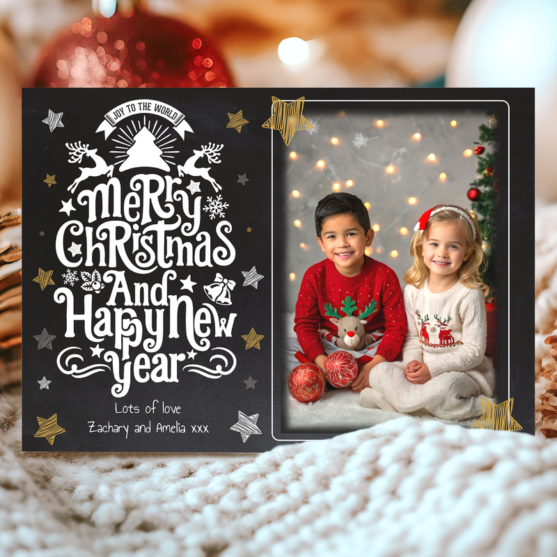 FLAT Christmas Cards With Photos, Photo Personalised Card Pack