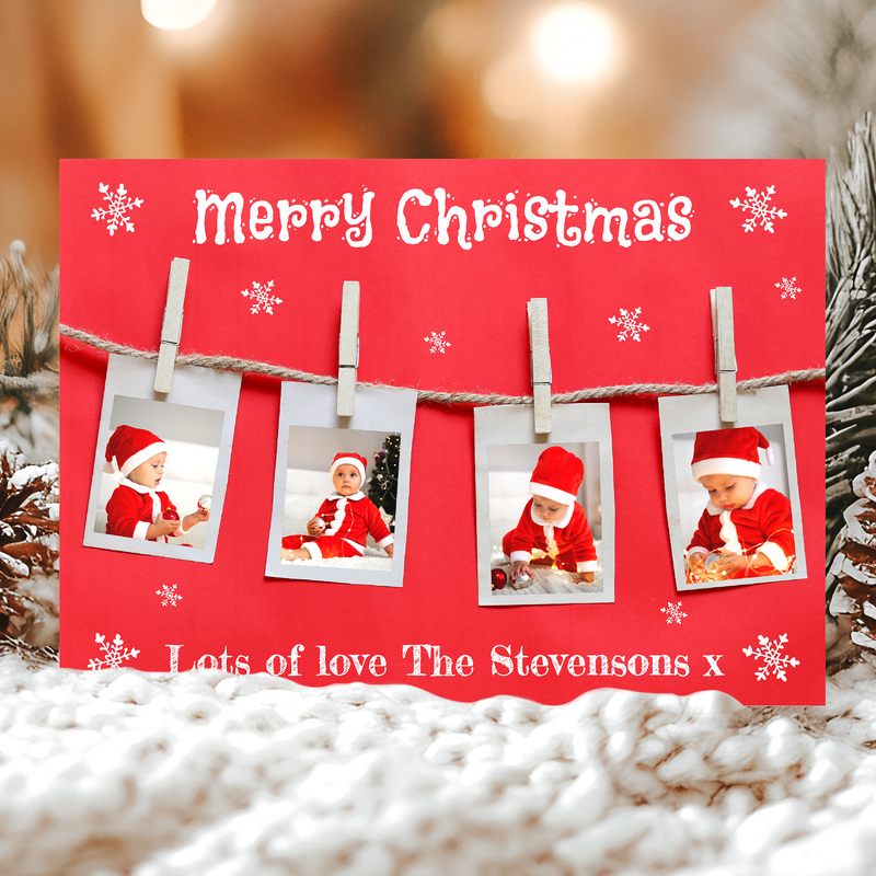 FLAT Christmas Cards For Family Members, Christmas Photo Cards