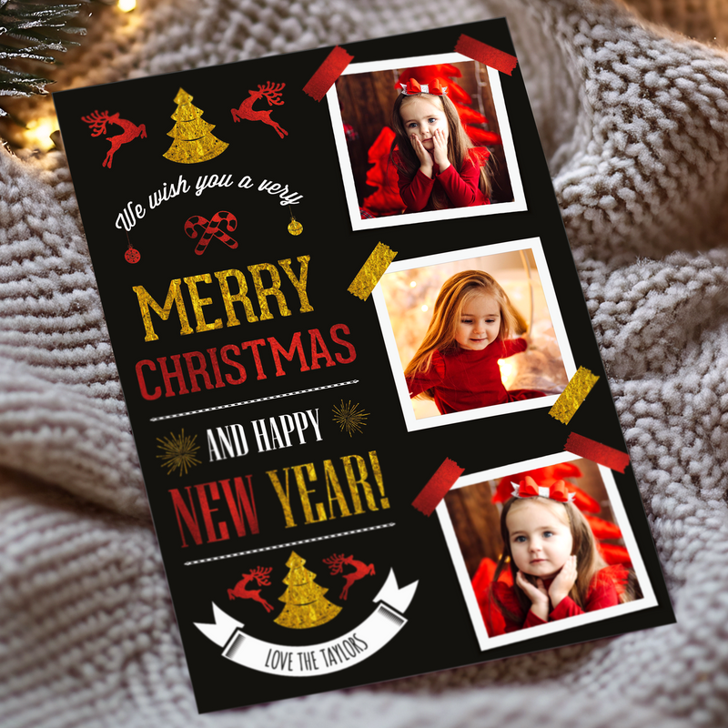 FLAT Custom Holiday Photo Cards, Photo Personalised Card Pack