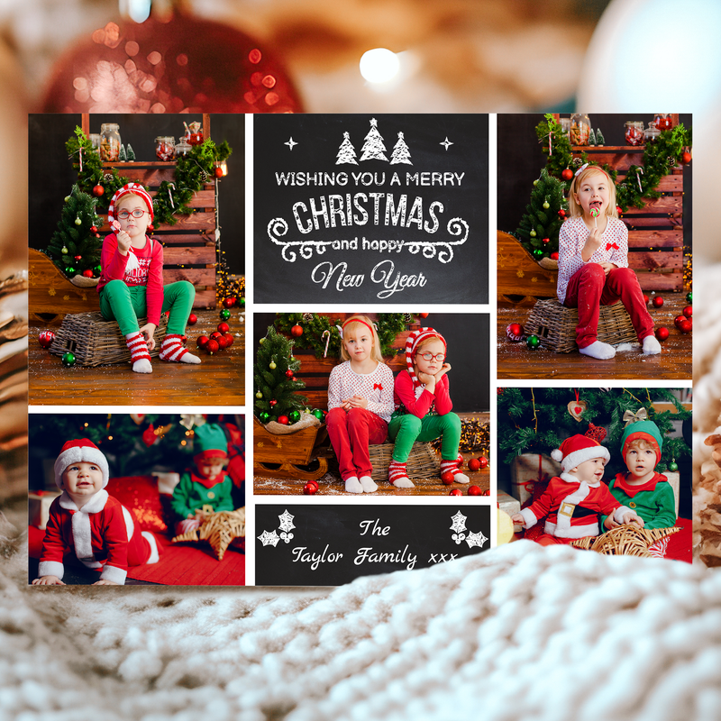 FLAT Custom Family Christmas Thank You Cards, Christmas Gift Thank You Card Pack