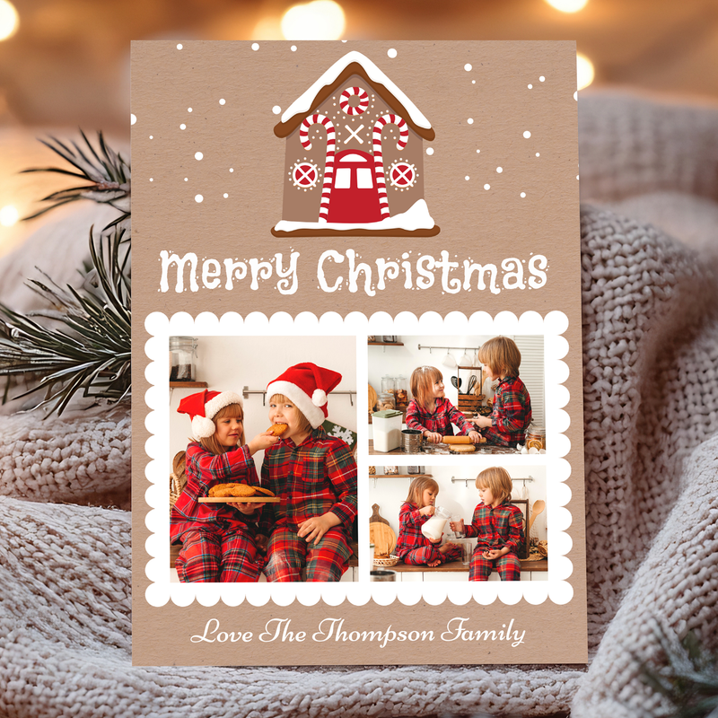 FLAT Custom Festive Christmas Cards, Photo Greetings Card Pack