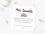 Personalised Teacher Thank You Card with Rainbow - School Nursery End of Term