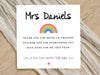 Personalised Teacher Thank You Card with Rainbow - School Nursery End of Term