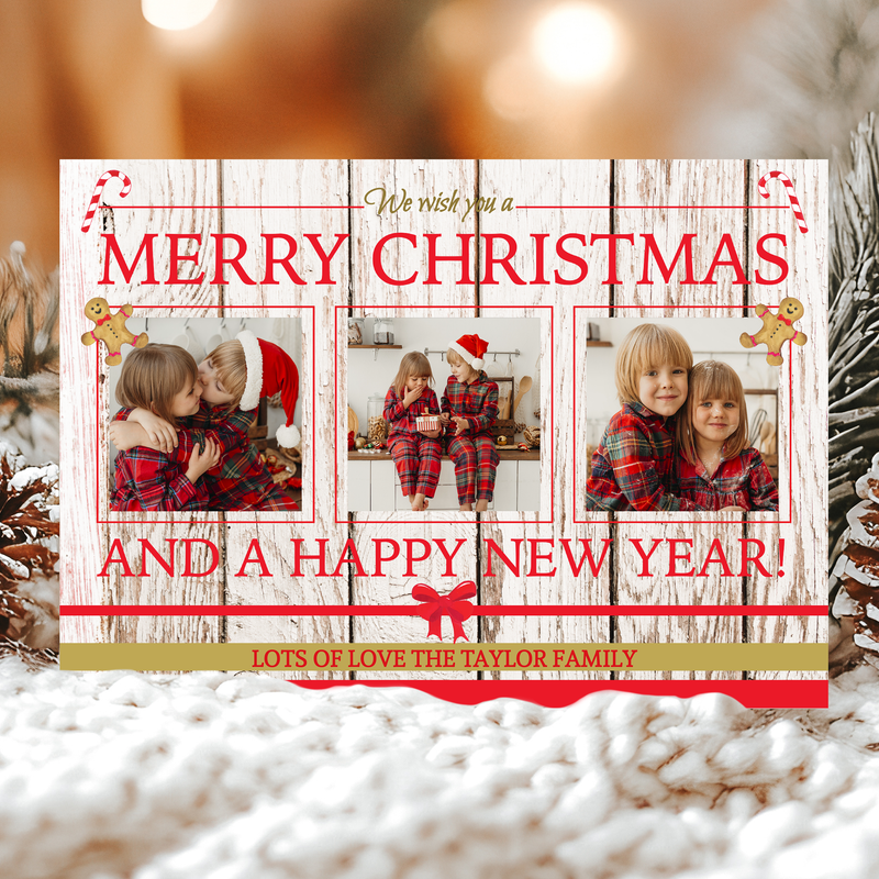 FLAT Personalized Christmas Greetings, Christmas Card Pack With Photo