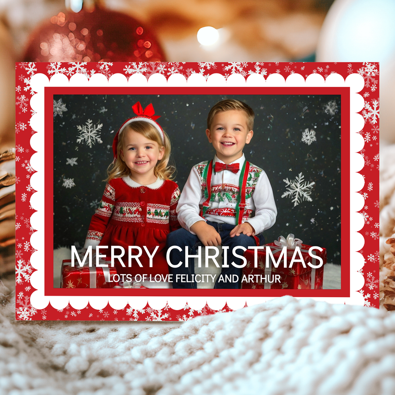 FLAT Unique Personalised Christmas Cards, Personal Photo Christmas Cards