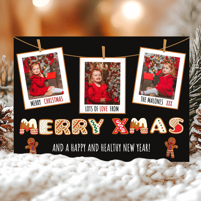 FLAT Personalised Photos Christmas Cards, Photo Xmas Greeting Card