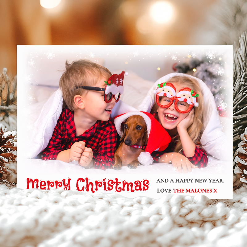 FLAT Photo Greetings Card, Custom Festive Christmas Cards