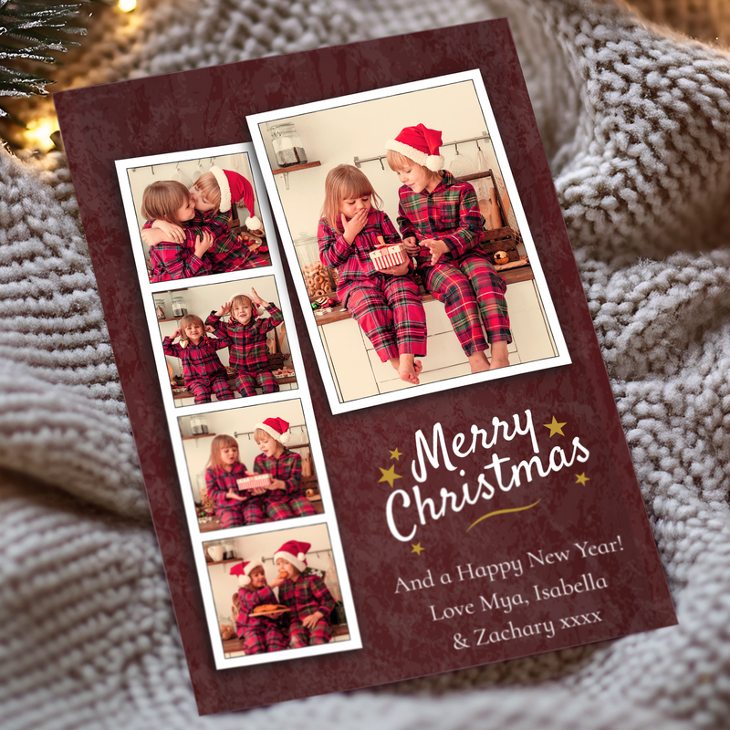 FLAT Personalised Photo Xmas Card, Design Your Own Christmas Cards