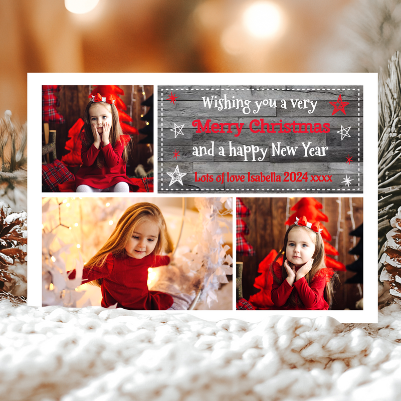 FLAT Christmas Cards With Photos, Personalised Christmas Cards