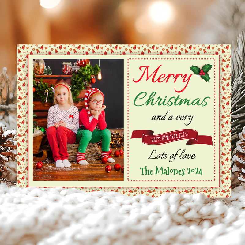 FLAT Xmas Cards From Children, Personalised Photo Christmas Card