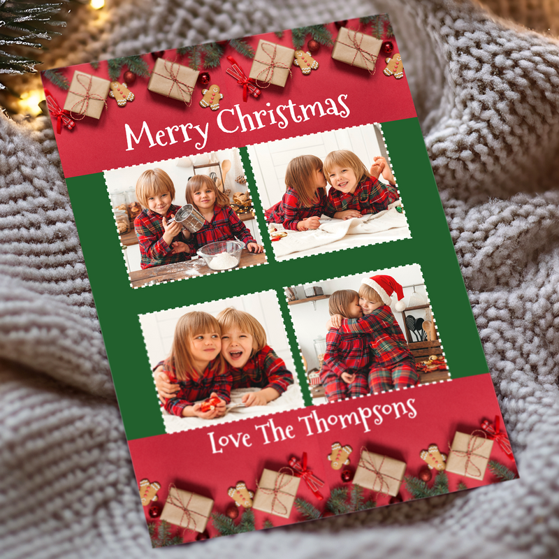 FLAT Photo Xmas Card, Custom Family Christmas Cards