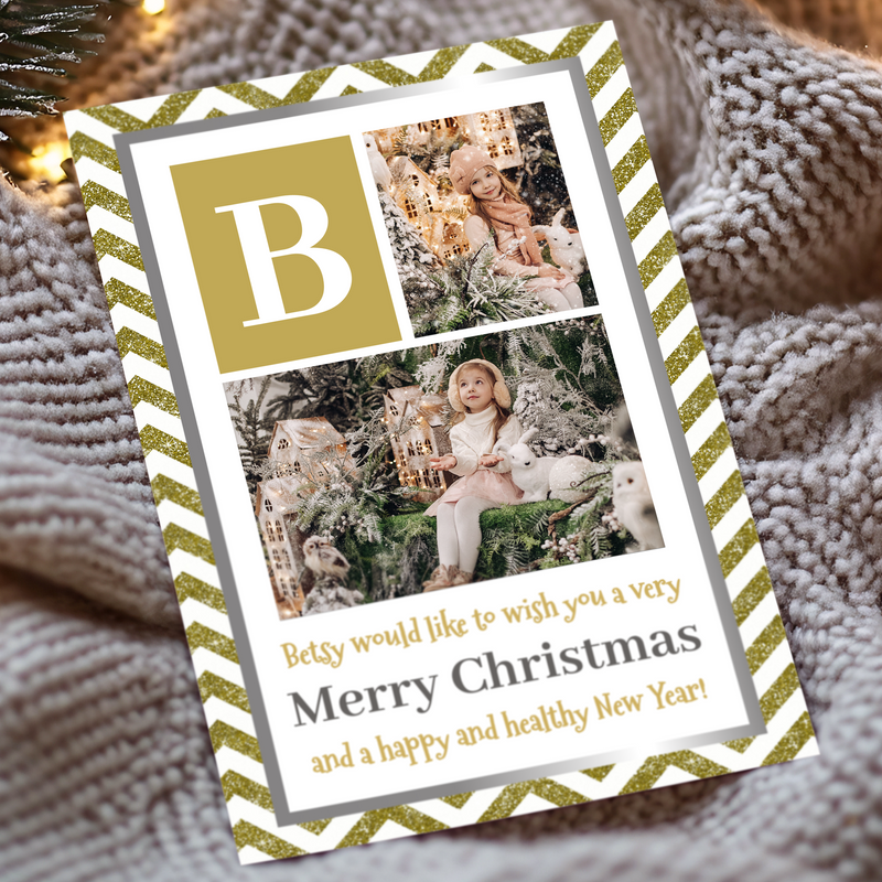 FLAT Custom Family Christmas Cards, Merry Christmas Card Pack