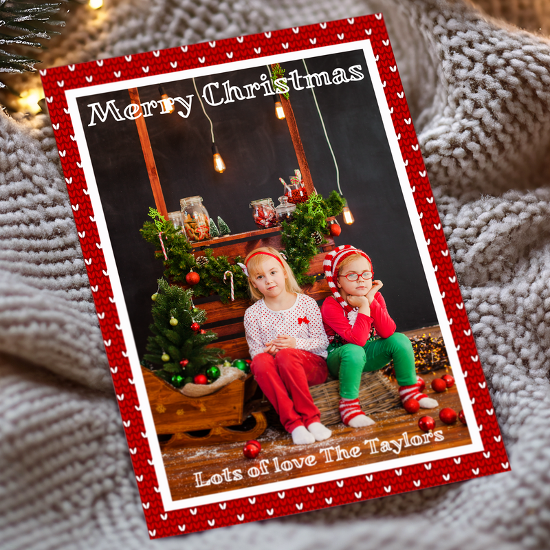 FLAT Photo Xmas Greeting Card, Custom Kids Christmas Card