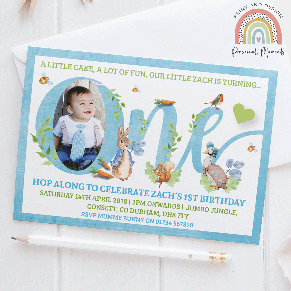 Personalised Peter Rabbit Photo Invitations