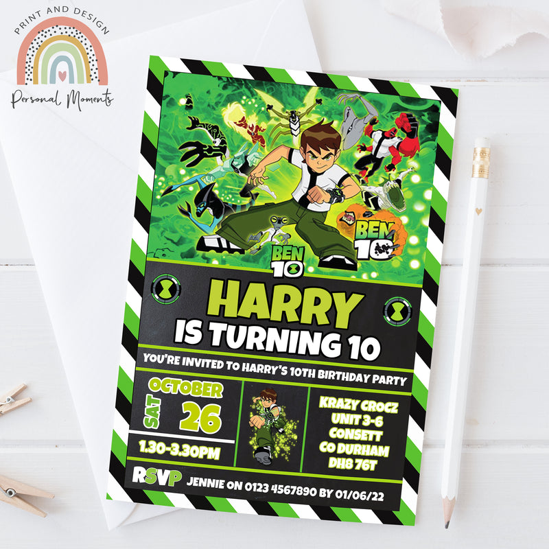 Personalised Ben 10 Invitations Ben10 Invites