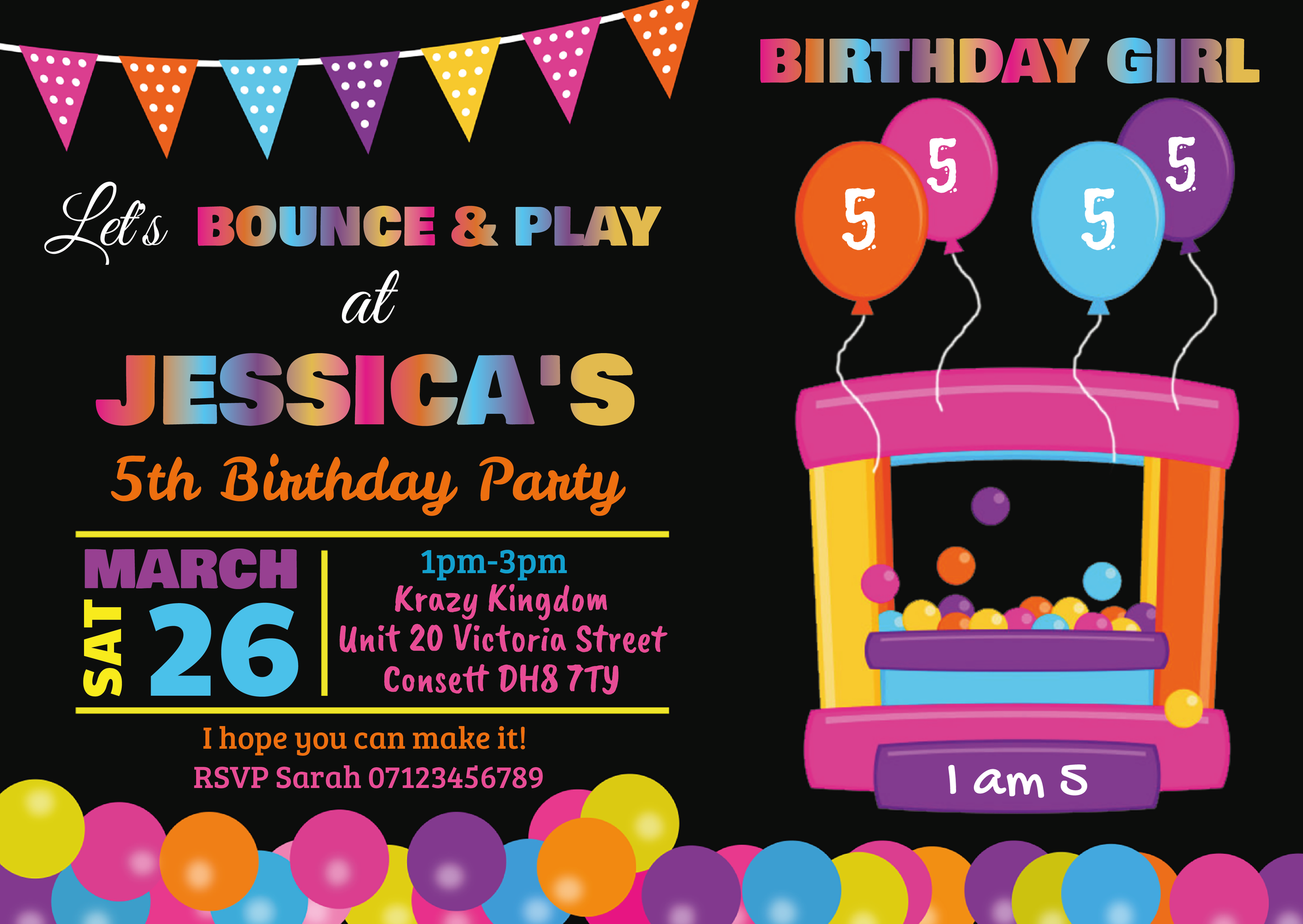 Blue And Yellow Balloon Birthday Party Invitation | Invitation Template